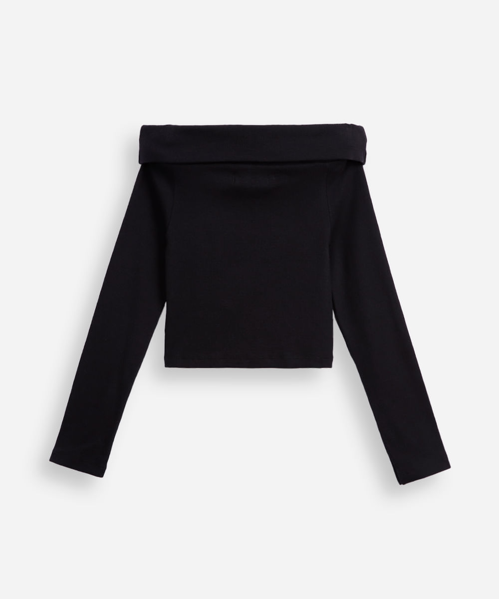 blusa juvenil manga longa algodão preto