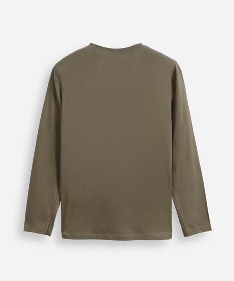 camiseta juvenil de algodão oversized manga longa verde