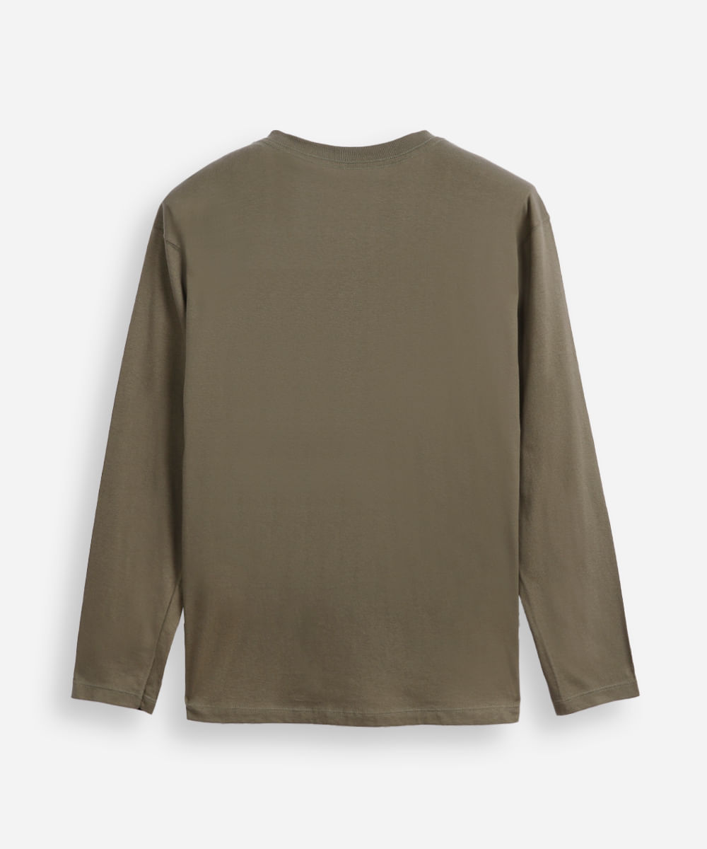 camiseta juvenil de algodão oversized manga longa verde