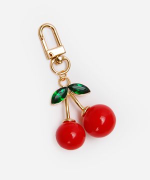 chaveiro bag charm em metal cerejinha dourado