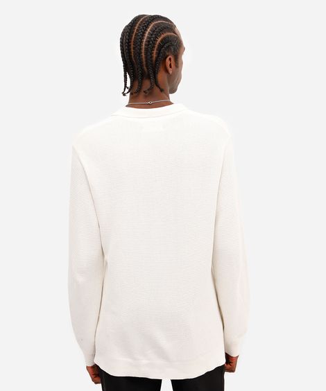 polo masculina de tricot manga longa off white