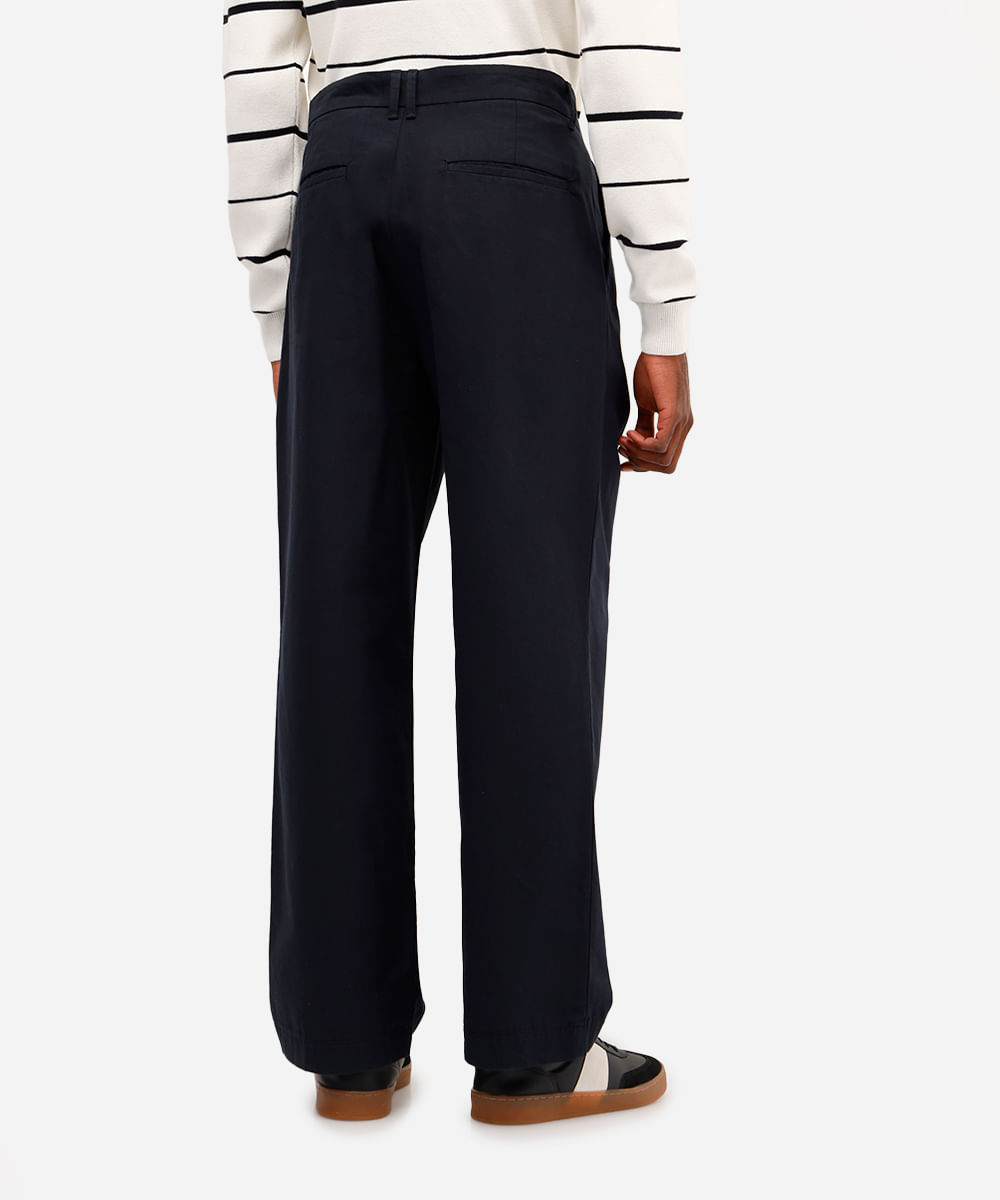 calça baggy masculina de sarja com pregas preta