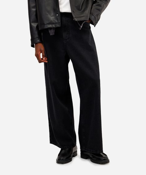 calça super baggy masculina jeans preta