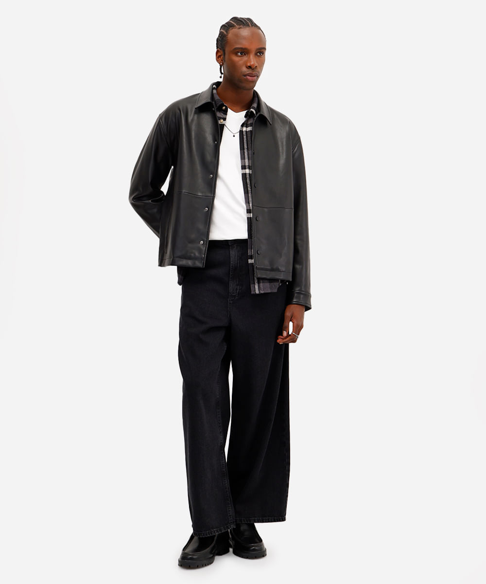 calça super baggy masculina jeans preta