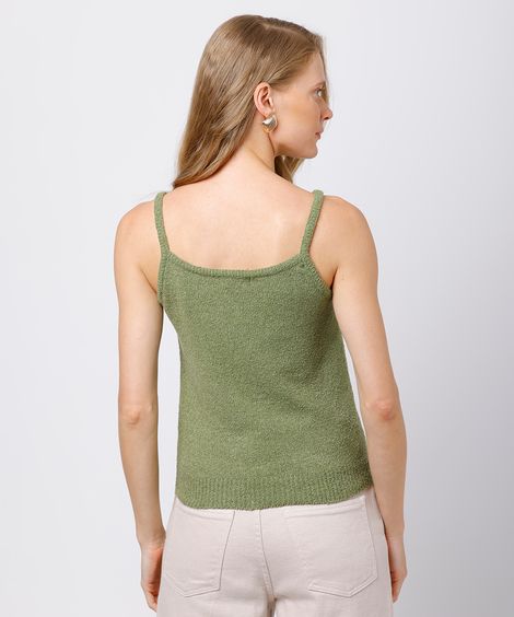 regata feminina de tricot texturizada mindset verde