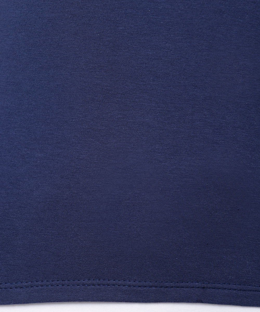 camiseta baby tee feminina de algodão com sobreposição mindset azul