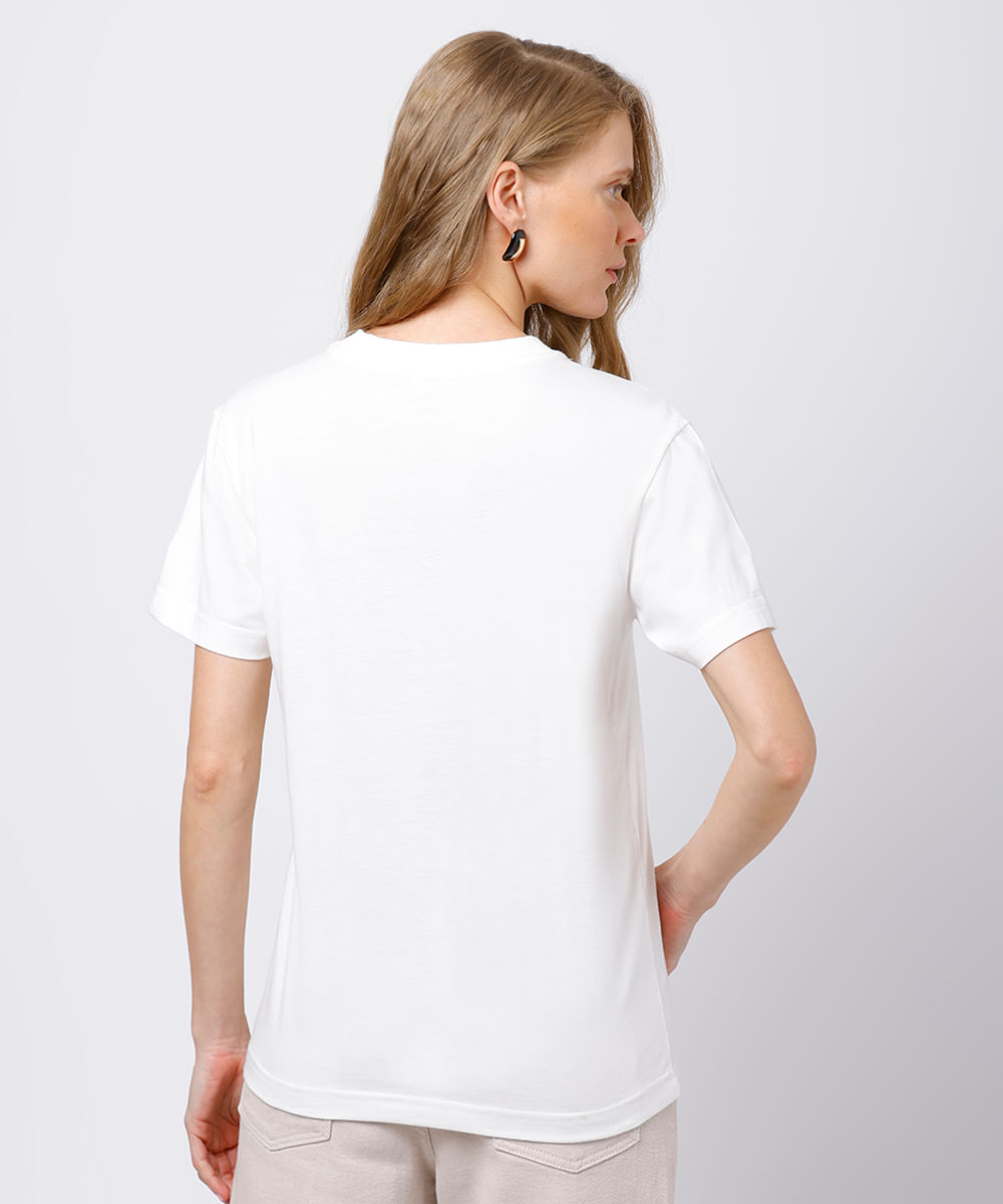 camiseta feminina de algodão creative people mindset off white