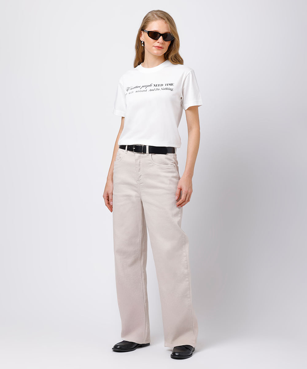 camiseta feminina de algodão creative people mindset off white