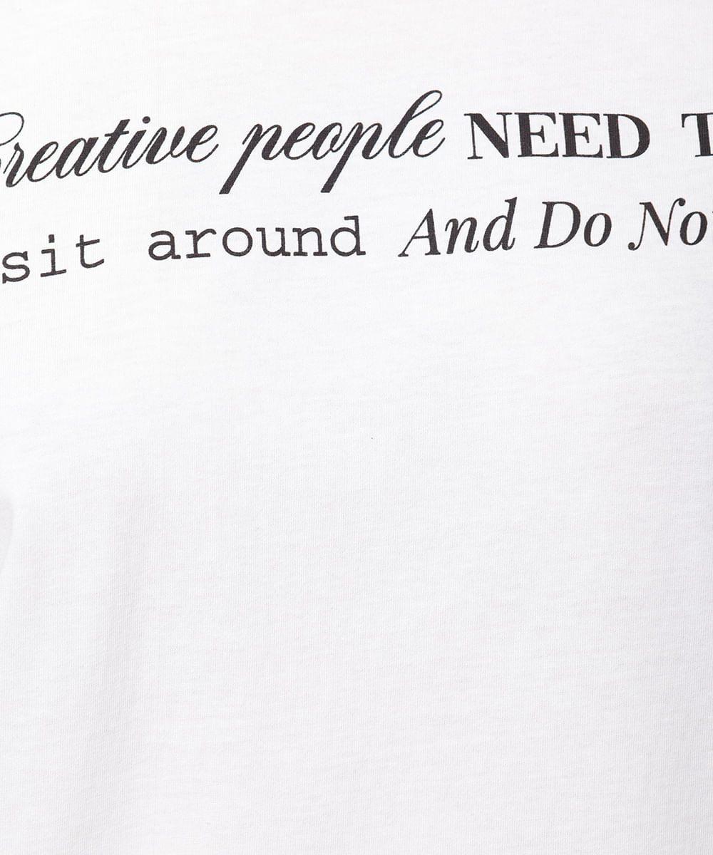 camiseta feminina de algodão creative people mindset off white