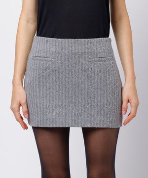 minissaia feminina chevron com paetê mindset cinza