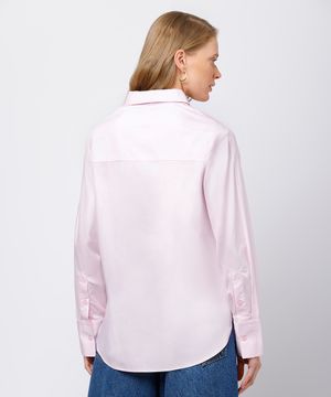 camisa oversized feminina de algodão manga longa mindset rosa