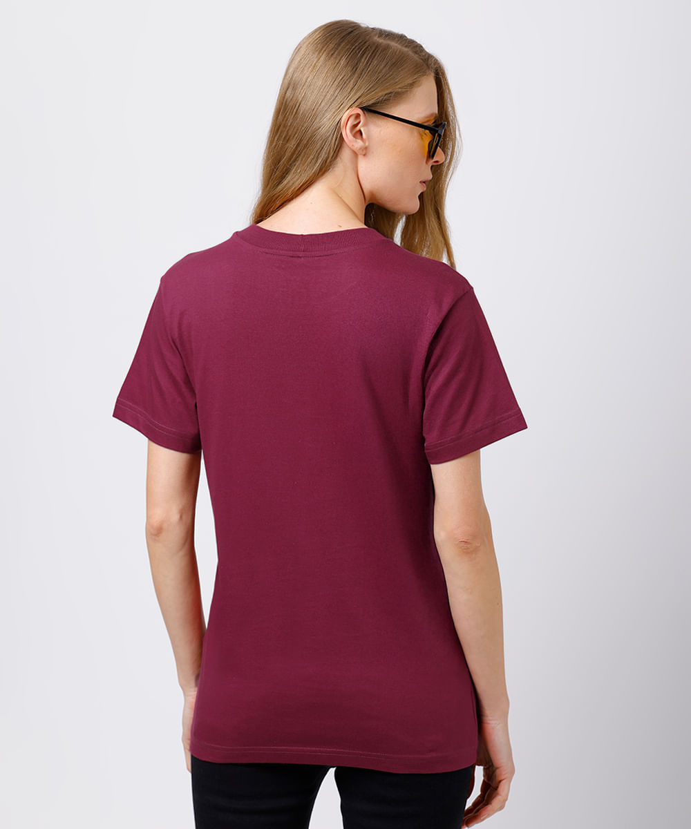 camiseta feminina de algodão shopping is my cardio mindset vinho