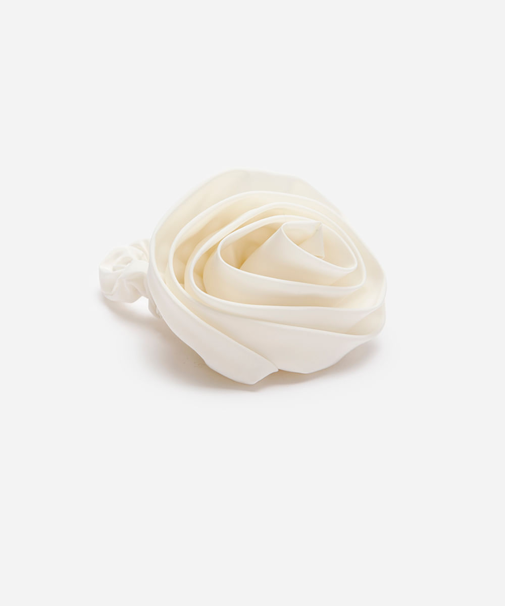 elástico de cabelo feminino scrunchie floral off white