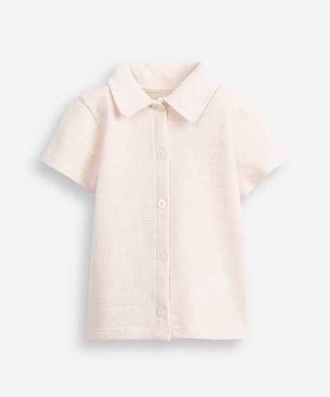 camisa infantil malha texturizada bege