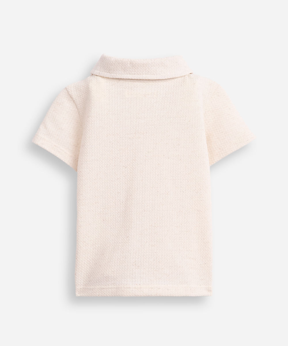 camisa infantil malha texturizada bege