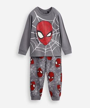 pijama longo algodõ homem aranha cinza