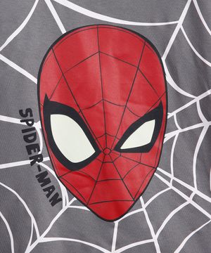 pijama longo algodõ homem aranha cinza