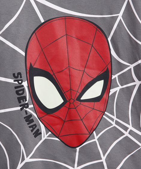 pijama longo algodõ homem aranha cinza