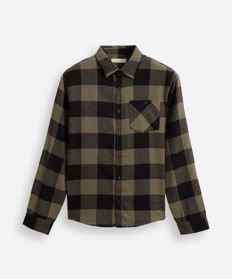 camisa xadrez juvenil manga longa flanelada verde