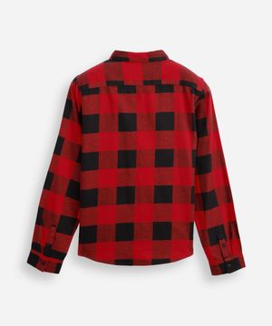 camisa xadrez juvenil manga longa flanelada - vermelha