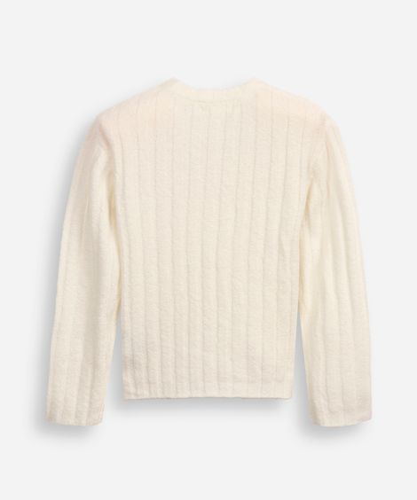 suéter de tricot infantil com pérolas off white