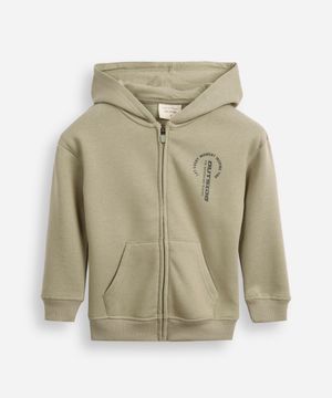 jaqueta infantil de moletom com capuz e bolso outside verde