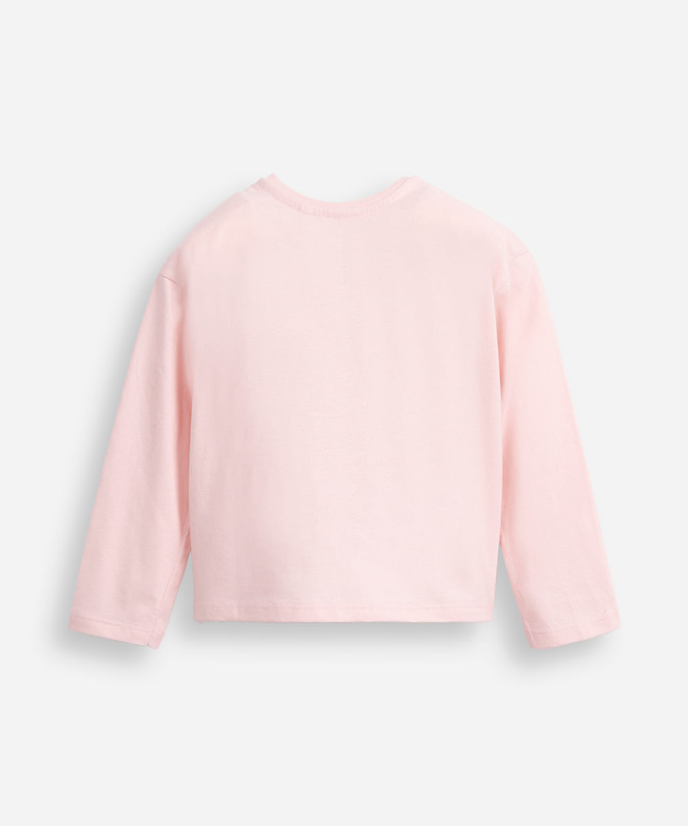 blusa infantil de malha bluey e Bingo manga longa - rosa claro