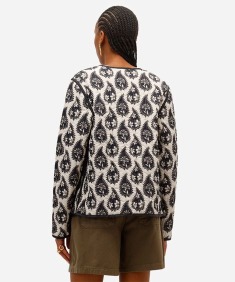 casaco feminino dupla face paisley bege