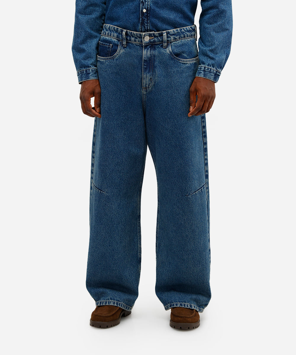 calça super baggy masculina jeans azul