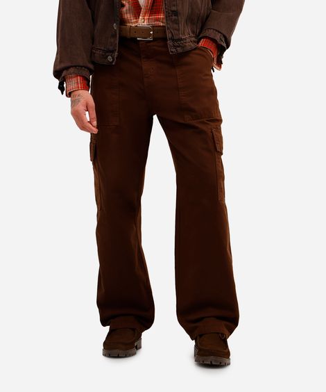 calça baggy masculina de sarja marrom