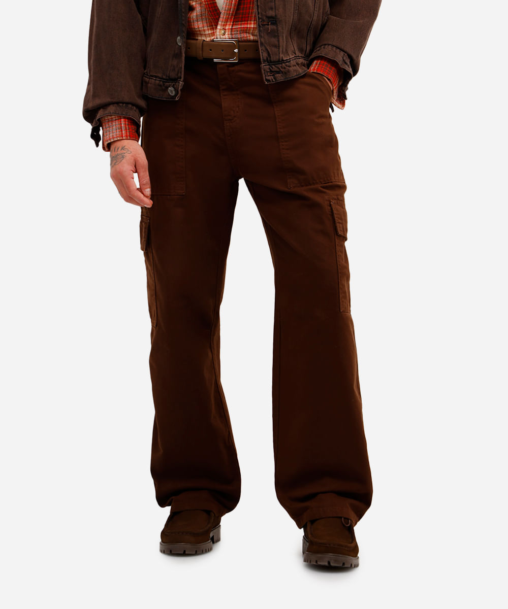 calça baggy masculina de sarja marrom