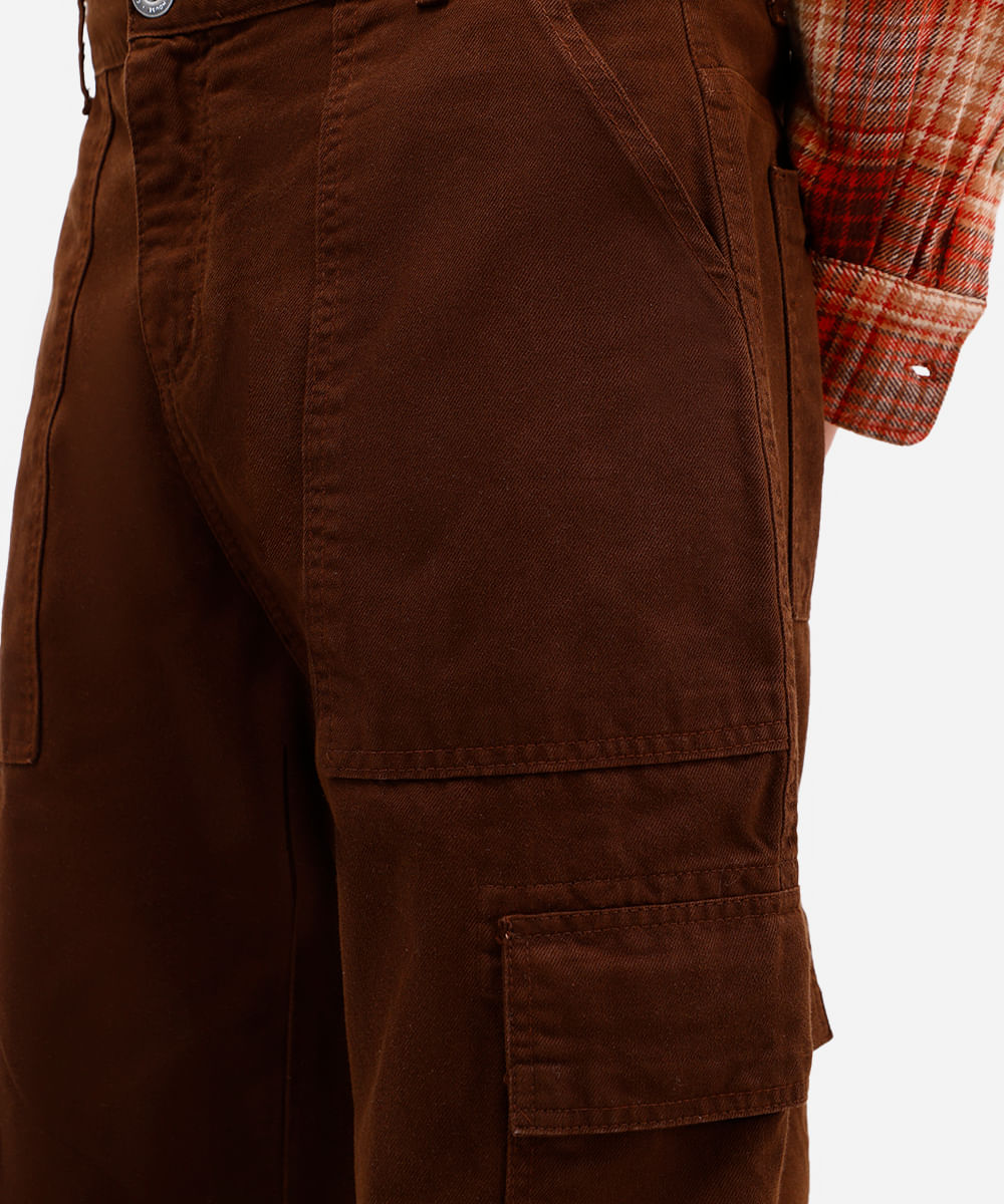 calça baggy masculina de sarja marrom
