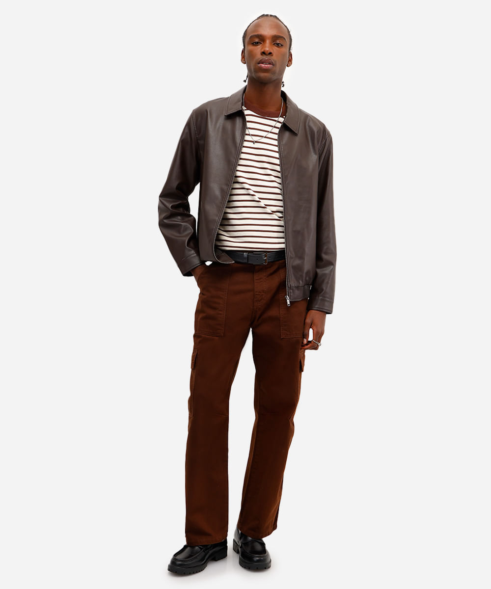 calça baggy masculina de sarja marrom
