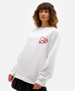 blusão feminino de moletom all you need is love the beatles off white