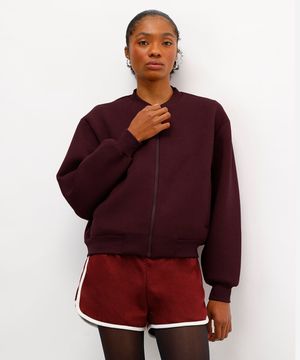 jaqueta bomber feminina de neoprene vinho