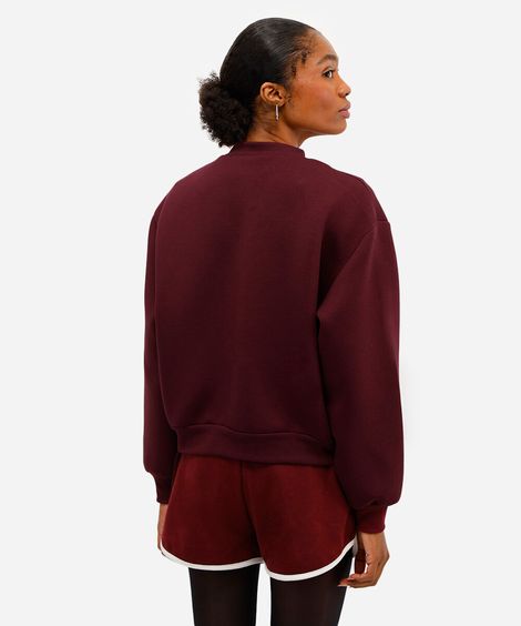 jaqueta bomber feminina de neoprene - vinho