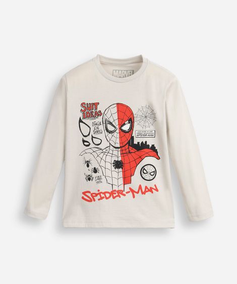 blusa de algodão infantil manga longa homem aranha cinza