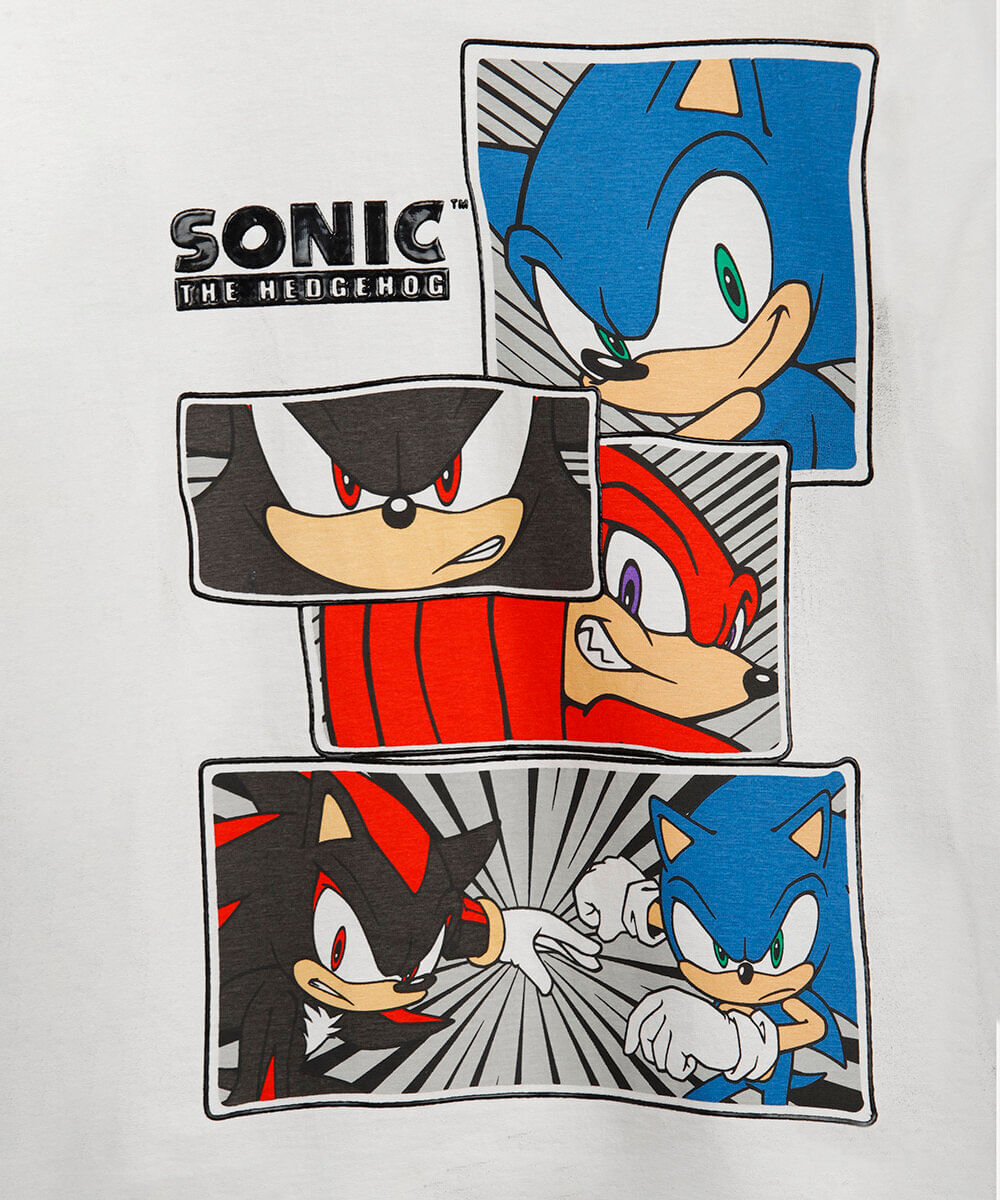 blusa de algodão infantil manga longa sonic off white