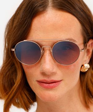 óculos de sol redondo triton unissex dourado