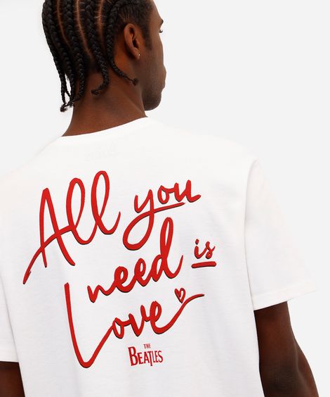 camiseta unissex manga curta all you need is love the beatles off white