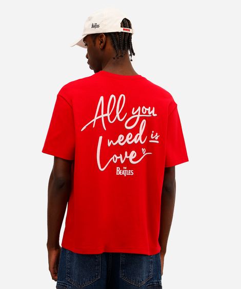 camiseta unissex manga curta all you need is love the beatles vermelha