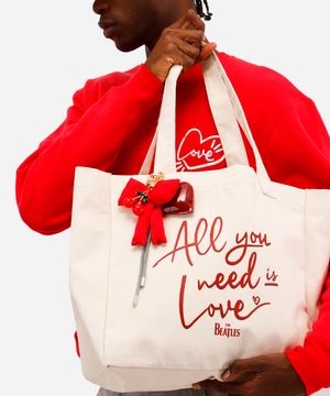 bolsa unissex tote bag shopper all you need is love the beatles bege