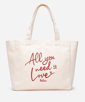 bolsa unissex tote bag shopper all you need is love the beatles bege