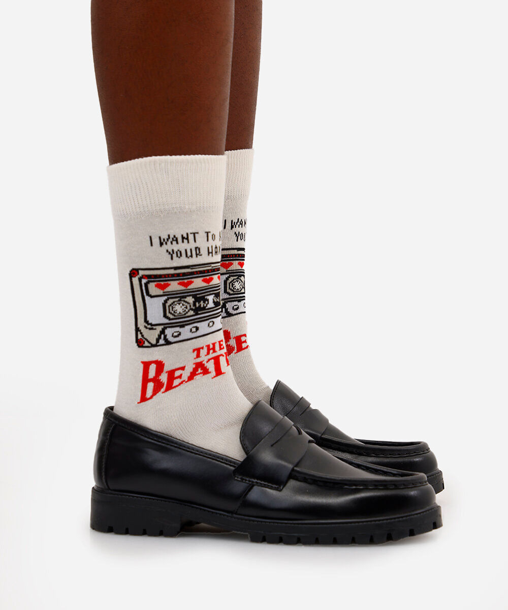 kit de 2 meias unissex cano alto the beatles colorida