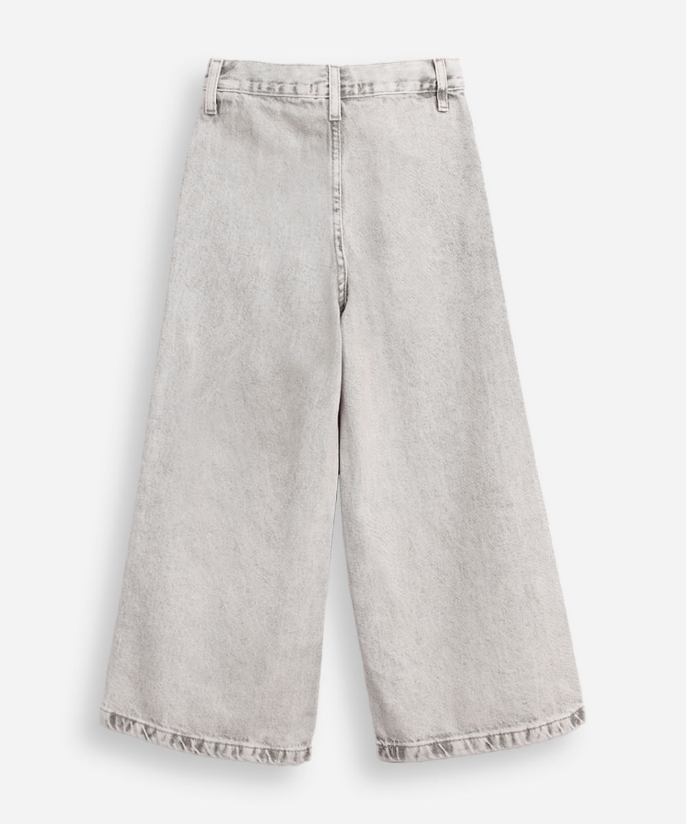 calça jeans infantil wide leg cinza