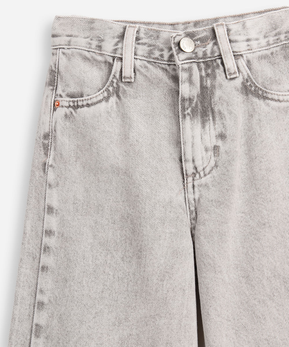 calça jeans infantil wide leg cinza