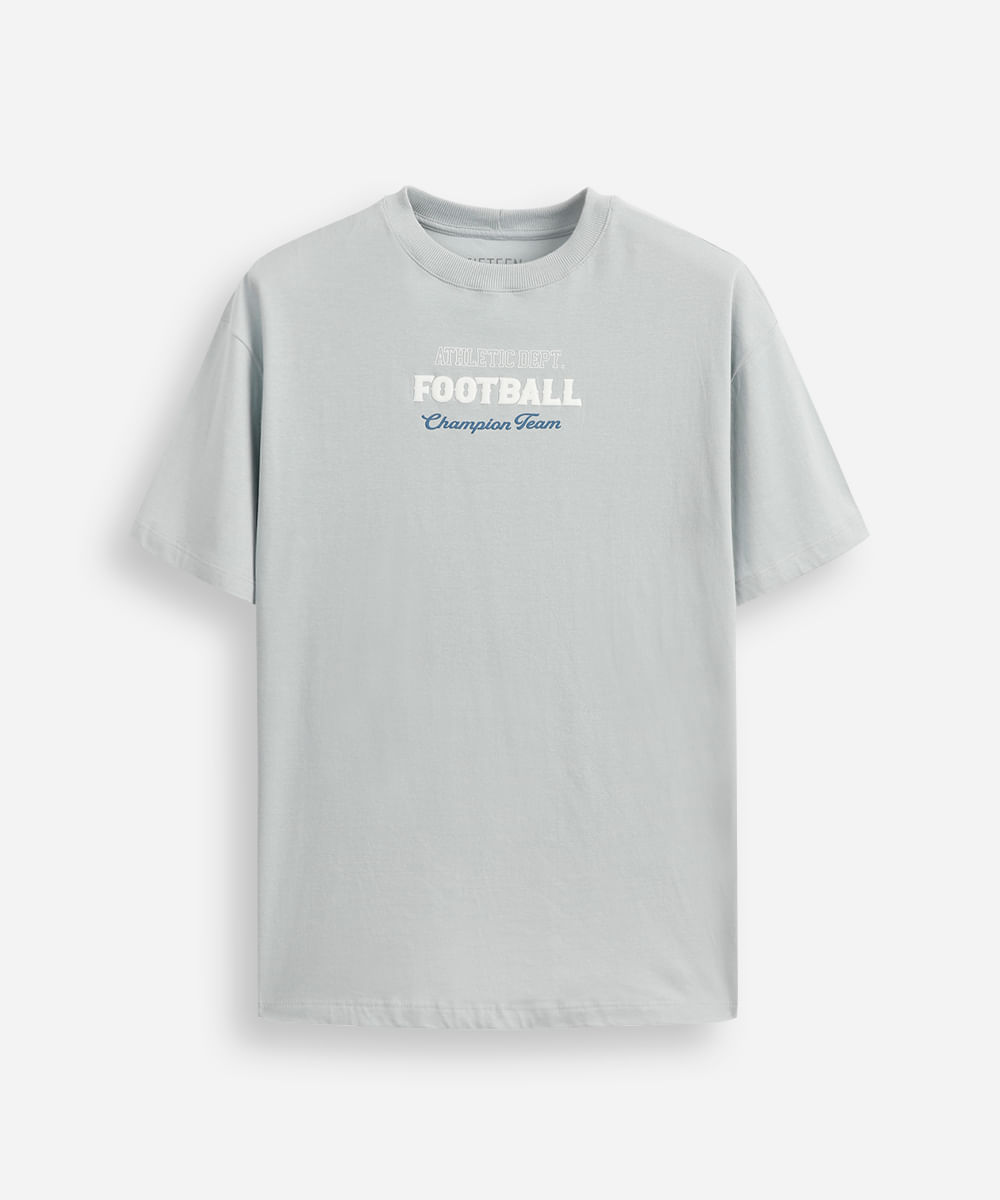 camiseta de algodão juvenil oversized  azul