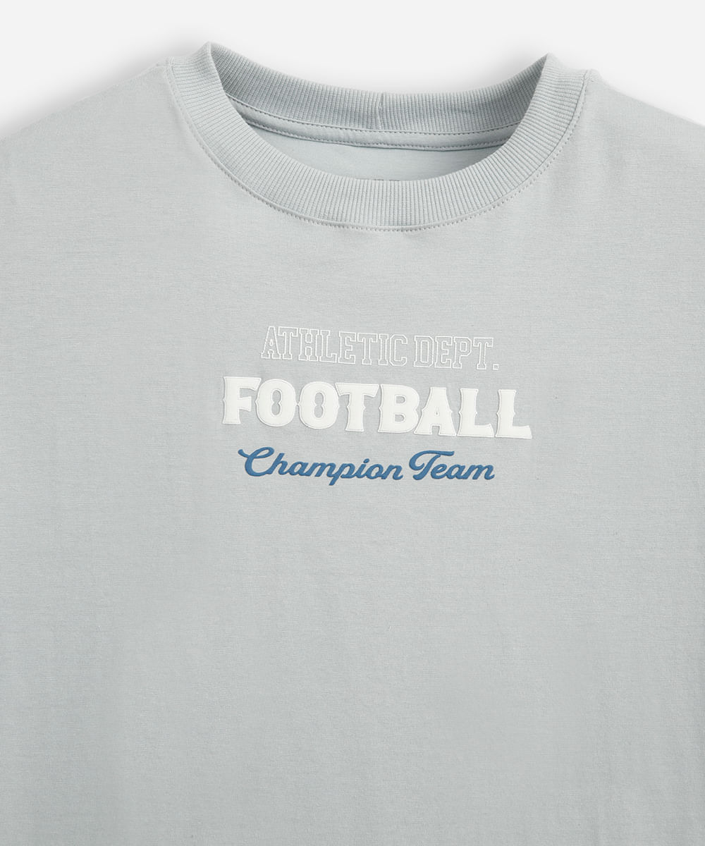 camiseta de algodão juvenil oversized  azul