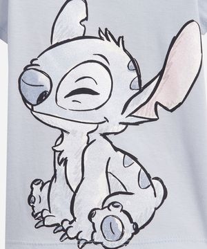 Blusa infantil com bolsinha Stitch azul