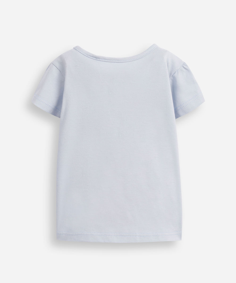 Blusa infantil com bolsinha Stitch azul